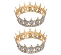 Gogogmee Lot de 2 Couronnes de Mariée Dorées en Strass Ab Diadèmes Ronds Légers pour Accessoires de Coiffure pour Mariage Enterrement de Vie de Jeune Fille et Cérémonies Festives