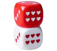 Gogogmee Lot de 2 Dés de Jeu de Société en Acrylique Rouge et Blanc à Motifs de Cœur Petits Dés Légers à Coins Arrondis Accessoires de Fête et Divertissement pour Soirées et Jeux Entre