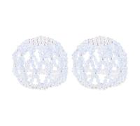 Gogogmee Lot de 2 Filets à Cheveux Bleus Crochetés la Main avec Strass pour Chignons de Danseuse, Élastiques et Légers, Adaptés Ballet, Patinage et Spectacles, Accessoire Coiffure