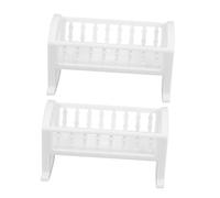 Gogogmee Lot de 2 Lits Bébé Miniature en Plastique Blanc Brillant Meubles de Chambre de Poupée pour Maison D'garçon et Filles Berceau Miniature Décoratif pour Jeux Interactifs