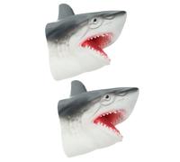 Gogogmee Lot de 2 Marionnettes à Main Requin Petit Modèle en Silicone Souple, de Rôle Éducatif pour Garçon et Filles, Couleur Bleu/Gris, pour Jeux Créatifs et Théâtre D’Ombres