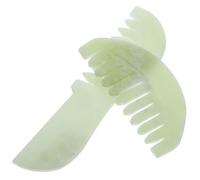 Gogogmee Lot de 2 Peignes de Massage en Jade Naturel Outil de Massage du Cuir Chevelu Portable Peignes à Gratter pour Tête et Corps Taille 7 8 Bien-Relaxation Musculaire