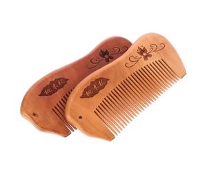 Gogogmee Lot de 2 Peignes en Bois de Pêcher Grosse Taille Antistatique pour Cheveux Longs et Épais Femmes Outil Démêlant Coiffure Salle de Bain Forme Poisson