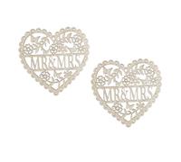 Gogogmee Lot de 2 Pendentifs Suspendus en Bois Forme Cœur Ornement Décoratif «Mr Mrs» Ajouré Décoration Mariage Fête Scrapbooking Accessoire Léger à Suspendre pour Événements