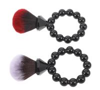 Gogogmee Lot de 2 Pinceaux à Blush en Poudre Doux avec Poils Synthétiques, Format de Poche Portable, Brosse à Joues Compacte Noire et Marron, pour Maquillage Visage et Retouches en