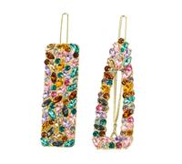 Gogogmee Lot de 2 Pinces à Cheveux en Alliage Strass Accessoire de Coiffure Créatif pour Fille Formes Carrée et Goutte d'Eau pour Usage Quotidien et Occasions Spéciales