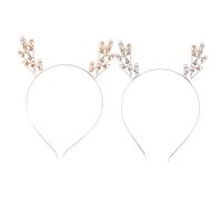 Gogogmee Lot de 2 Serrage-Têtes en Métal Forme Bois de Cerf Strass Couleur Argenté et Rose Doré Bandeaux Strassés pour Fêtes de Noël et Carnaval