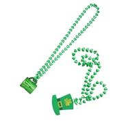 Gogogmee Lot de 2 set de Pendentifs Verts Saint-Patrick en Perles Collier de Perles pour Femme Accessoires Festifs Légers et Confortables Taille Adulte Décoration pour Soirées et