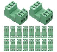 Gogogmee Lot de 20 Borniers de Distribution Électrique sans Soudure 3 Pôles 508 MM Connecteurs Mâle et Femelle pour Tableau de Distribution Bornes de Mise à la Terre Connexion Rapide