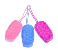 Gogogmee Lot de 3 Éponges Silicone Double Face pour Corps Gommage Corporel Doux et Exfoliant Brosse de Bain pour Peau Sensible Nettoyage en Profondeur Bleu Rose Violet