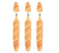 Gogogmee Lot de 3 Stylos à Bille Fantaisie Articles de Papeterie Amusants en Forme de Baguette - Stylos à Encre Gel - Fournitures Scolaires - Cadeau pour Une Fête sur Le Thème de La Boulangerie