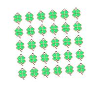 Gogogmee Lot de 30 Pendentifs Trèfle à Quatre Feuilles Verts en Matériau Solide Charme Artisanal DIY pour Bracelets Colliers et Loisirs Créatifs Saint-Patrick