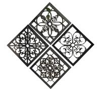 Gogogmee Lot De 4 Appliques Décoratives Murales En Bois Massif Décoration De Chambre Art Mural Carreaux De Verre Portes