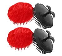Gogogmee Lot de 4 Brosses de Massage du Cuir Brosse Démêlante Souple en Plastique pour Cheveux Mouillés Utilisation Bain Masseur de Cuir Solide pour Toutes Types de Cheveux