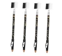 Gogogmee Lot De 4 Crayons à Sourcils Avec Peigne Intégré, Taille Compacte, Imperméables Et Faciles à Estomper, Pour Filles Et Femmes, Maquillage Professionnel Et Voyage, Coloris Noir Et Marron