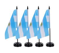 Gogogmee Lot de 4 drapeaux argentins pour bureau avec support : Décoration drapeau argentin avec impression vive - Bannière de table pour fête, salle de ureau