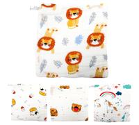 Gogogmee Lot De 4 Lingettes En Pur Pour Bébé Serviettes De Bain Absorbantes Motifs Lion Et Licorne Tissus Doux Pour Essuyer Salive Et Nettoyer Bébé