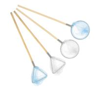 Gogogmee Lot de 4 Mini Filets à Insectes pour Maison de Poupée Modèles Triangulaires et Ronds en Blanc et Bleu Décor Miniature D’Été Polyvalent Accessoire de Pêche pour Mini Maison