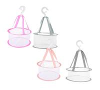 Gogogmee Lot de 4 Paniers de Séchage Filet pour Éponges de Maquillage 20 Cm Multifonctions Gris, Rose, Saumon et Vert Matcha Suspendus pour Accessoires Beauté et Salle de Bain