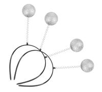 Gogogmee Lot de 5 Bandeaux à Paillettes Argentées, Serrage-têtes Boules en Mousse Blanche, Taille Unique, Accessoires Légers pour Fêtes Spatiales et Costumes Martiens