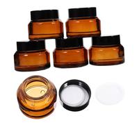 Gogogmee Lot de 5 Pots à Crème Cosmétiques 30g Inclinés en Verre Ambré, Anti-fuites, pour Voyage et Articles de Toilette avec Couvercles Assortis Couleur Aléatoire