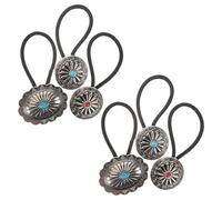 Gogogmee Lot de 6 Élastiques à Cheveux Décoratifs en Métal Style Western Boho Fleurs Circulaires Imitation Turquoise pour Femmes Tenue Sécurisée Cheveux Longs et Courts