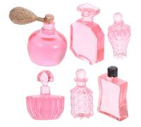 Gogogmee Lot de 6 Flacons de Parfum Miniatures en Résine Finition Paillettes Roses, Décor Maison de Poupée, Accessoires DIY pour Scène Miniature, Statues Décoratives Compactes et Réalistes