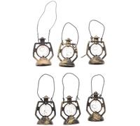 Gogogmee Lot de 6 Mini Lampes à Pétrole Anciennes en Métal Cuivre Patiné Accessoires Miniatures Décoratifs pour Maison de Poupée Décoration de Lanterne Miniature pour Micro Paysage Kit