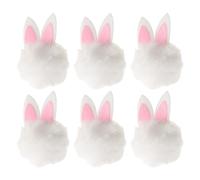 Gogogmee Lot de 6 Mini Lapins en Peluche Blancs pour Barrettes Diy, Pompons Doux avec Oreilles de Lapin, Accessoires pour Décoration de Pâques et Fête du Printemps, Clips Légers pour Soins