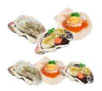 Gogogmee Lot de 6 Modèles Réalistes D’Huîtres Coquilles Saint- en PVC Décoration Alimentaire Factice Simulation de Fruits de Mer pour Photographie Culinaire et Loisirs Créatifs