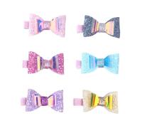 Gogogmee Lot de 6 Pinces à Cheveux Garçon et Filles Nœuds à Paillettes, Accessoires pour Cheveux en Tissu et Cuir Artificiel, pour Organiser et Décorer les Coiffures Lors de Baby Shower