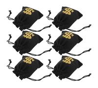 Gogogmee Lot de 6 Pochettes en Tissu Noir 16X12 CM Cordon de Serrage Paquet à Cordon pour Argenté Liquide et Trésor Pirate Petite Pochette de Rangement Portable Décorative Porte-Monnaie