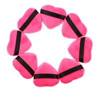 Gogogmee Lot de 8 Houppettes Maquillage de Cœur, Couleur Rose Fuchsia, en Toile Complète, avec Ruban pour Poudre Visage et Corps, Applicateurs Doux pour Fond de Teint et Poudre Compacte,