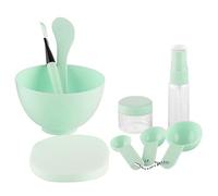 Gogogmee Lot De 9 Outils De Masque Facial Grands, Ensemble Pour Soin Visage, Plastique Vert, Avec Bol De Mélange, Spatule, Pinceau, Vaporisateur, Éponge Kit Professionnel Pour Usage Quotidien