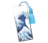 Gogogmee Marque-Page Créatif en Métal la Vague de Pompon Accessoire de Lecture pour Remise de Diplôme et Anniversaire Bleu, Alliage et Polyester