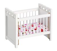 Gogogmee Mini Berceau Blanc Meuble Miniature pour Maison De PoupéE DéCoratif Accessoire pour Garçon Fille avec Finition SoignéE 4.41 X 3.94 X 2.76 Pouces