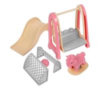 Gogogmee Mini Ensemble de Maison de Poupée Balançoire Toboggan et Cheval à Bascule en ABS et Métal Décor Miniature Réaliste Accessoires pour Jeu et Décoration de Maison Chambre Garçon