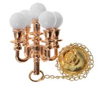 Gogogmee Mini Lustre Maison Poupée Rond Doré Boule Blanche, Lampe de Plafond Miniature pour Micro-aménagement Paysager, Accessoire Décoratif pour Maison de Poupée, 1 Pièce