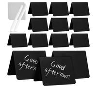 Gogogmee Mini Tableau Noir A-type 100x75 Mm, Lot de 20 Panneaux Mémo Double Face en Ardoise Mate Noire, avec 2 Stylos Blancs et 2 Chiffons de Nettoyage, Tableau D'affichage Effaçable