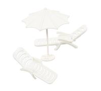 Gogogmee Miniature Beach Chair and Sun Umbrella Set Portable Mini Outdoor Decor for Dollhouse Lightweight Simulated Deck Chair and Parasol Accessories for Micro Landscape DIY