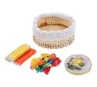 Gogogmee Miniature Embroidery Tool Basket for Dollhouse Realistic Design with Intricate Details Compact and Lightweight Sewing Kit Accessory for Miniature House Decoration and Craft Scenes