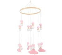 Gogogmee Mobile pour Lit Garçon Fille Bois et Feutrine avec Étoiles Éléphant et Anneau Suspension Décorative pour Chambre Garçon Fille Cloche à Vent Rose Éveil et Coordination Main-œil