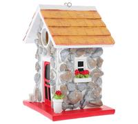 Gogogmee Nichoir à Oiseaux de Jardin en Pierre Lourde, Décoration Extérieure Rustique, Maison D’Oiseaux Suspendue pour Jardin et Patio, Nichoir Décoratif Résistant aux Intempéries,