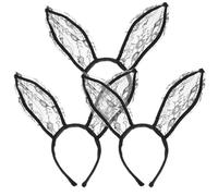 Gogogmee Oreilles De Lapin En Dentelle 3 Pièces Bandeaux Accessoires Cheveux Pour Saint-valentin Et Soirée Masquée