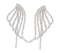 Gogogmee Paire de Pinces à Cheveux en Alliage Argenté D’aile Ornée de Strass, Accessoire Décoratif Féminin Élégant pour Coiffure, Tenue Mèches Rebelles, Fête et Mariage