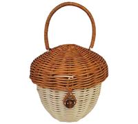 Gogogmee Panier Tressé en Rotin Poignée et Couvercle, Petit Panier Portable pour Garçon et Filles, Style Rustique Chic, Table à Manger ou Demoiselle D'honneur