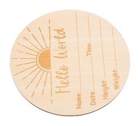 Gogogmee Panneau d'Annonce de Naissance en Bois Naturel Prénom Personnalisé, Panneau Rond pour Chambre d'Garçon et Filles, Présent Original pour -Né
