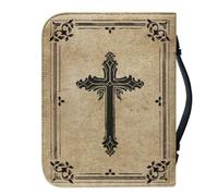 Gogogmee Paquet à Bible pour Hommes en Pu Kaki avec Imprimé Croix, Rangement Sécurisé et Usage Polyvalent, Étui Rectangulaire Vintage pour Collections Privées