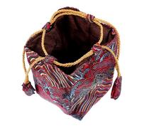 Gogogmee Paquet De Rangement à Cordon Brodé Pour Tasse à Thé, Pochette Carrée En Coton Rouge 9x9x12 Cm, Paquet D’emballage Polyvalent Pour Bonbons Et Friandises, Maison Et Voyage