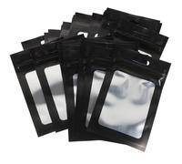 Gogogmee Paquet de Rangement pour Bijoux Matériau Composite Noir 100 Fenêtre Transparente, Fermeture Auto-adhésive 8x13 Cm, Stockage Quotidien et L'organisation Facile